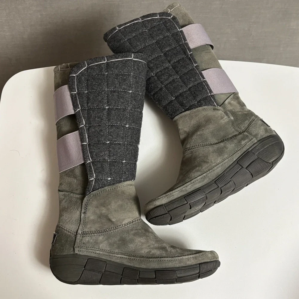 Cushe Boots 6 Gray Suede Tall Quilted Waterproof Winter Snow Comfort Outdoors‎